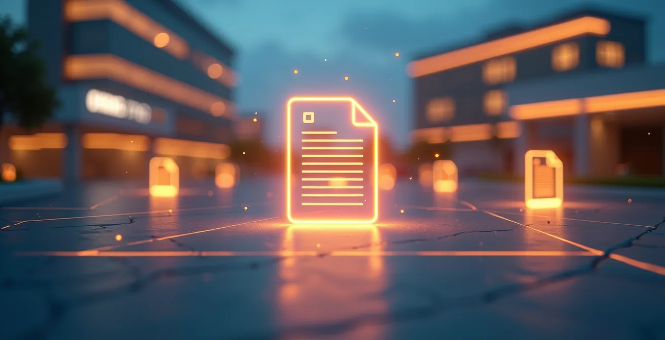 Symbolische Darstellung einer digitalen Patientenakte, die verschiedene medizinische Einrichtungen verbindet