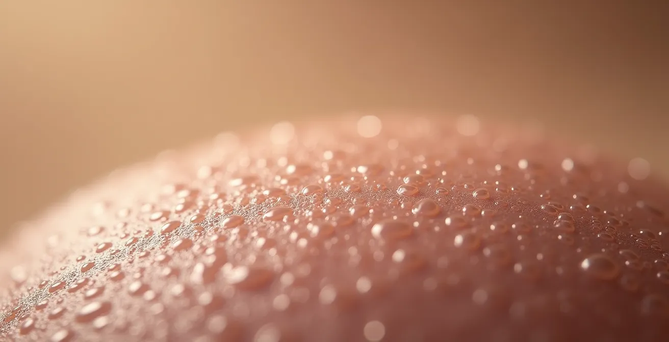 Dreidimensionale Darstellung der Hautalterung mit Fokus auf Textur, Elastizität und Volumen