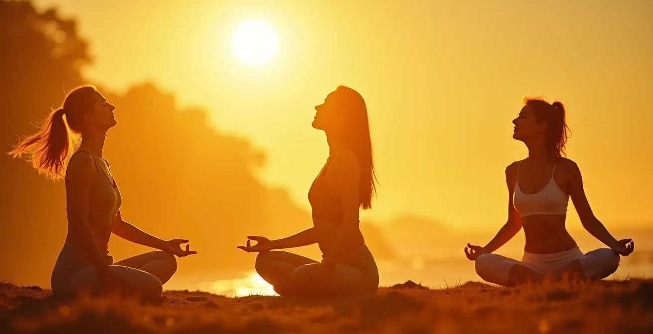Schritt-für-Schritt Visualisierung eines Morgenrituals mit Sonnenlicht, Atmen und sanfter Bewegung zur Aktivierung des Nervensystems