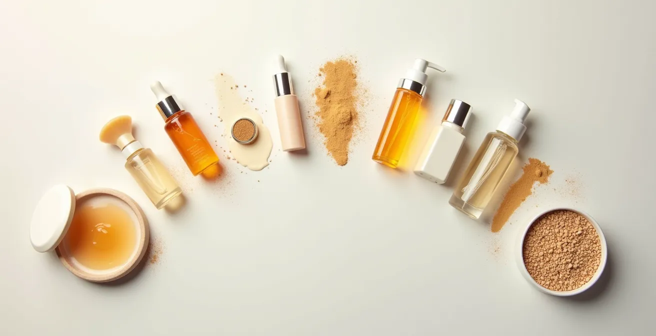 Ruhige, minimale Illustration eines 4-Tage-Zyklus für Hautpflege-Routine, mit subtilen visuellen Symbolen für Exfoliation, Retinol, Hydration und Reparatur — keine Produktlogos oder Text, nur abstraktes Designelement.