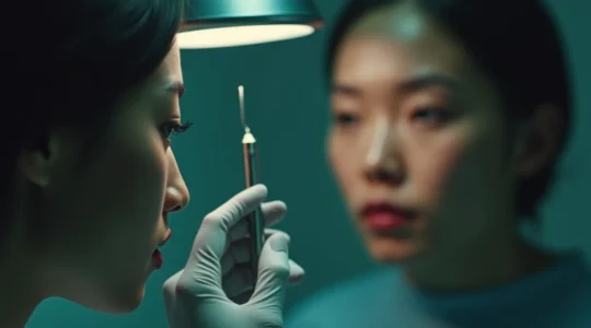 Konzeptuelle Darstellung der ethischen Grauzonen zwischen persönlichem Wunsch, gesellschaftlicher Norm und medizinischer Verantwortung in der Schönheitschirurgie