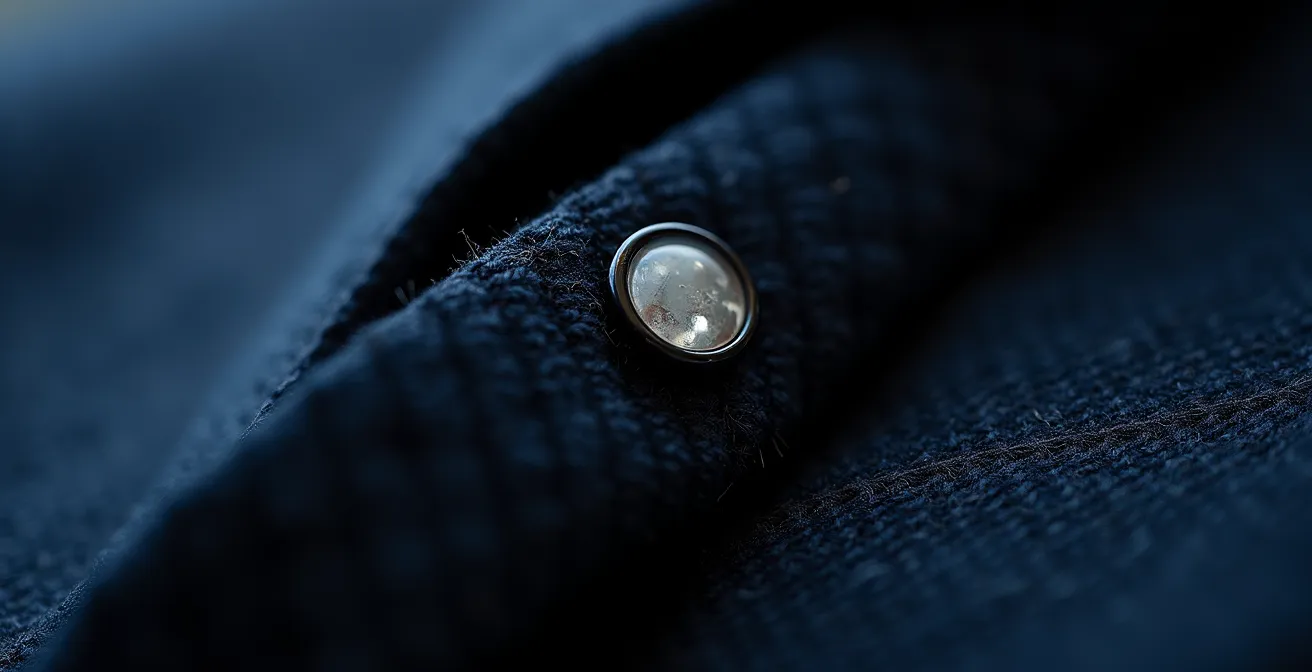 Hochwertiger Businessanzug in Nahaufnahme mit sichtbaren Qualitätsmaterialien