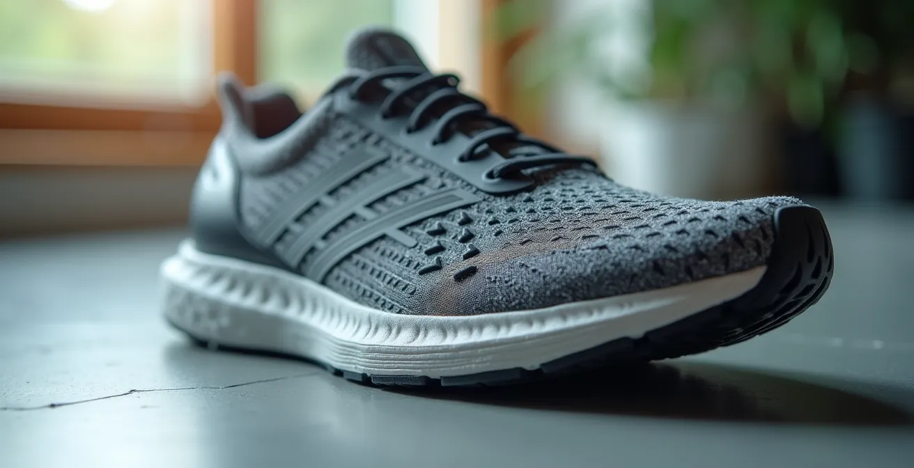 Detailaufnahme einer professionellen Laufschuhanalyse im deutschen Fachgeschäft