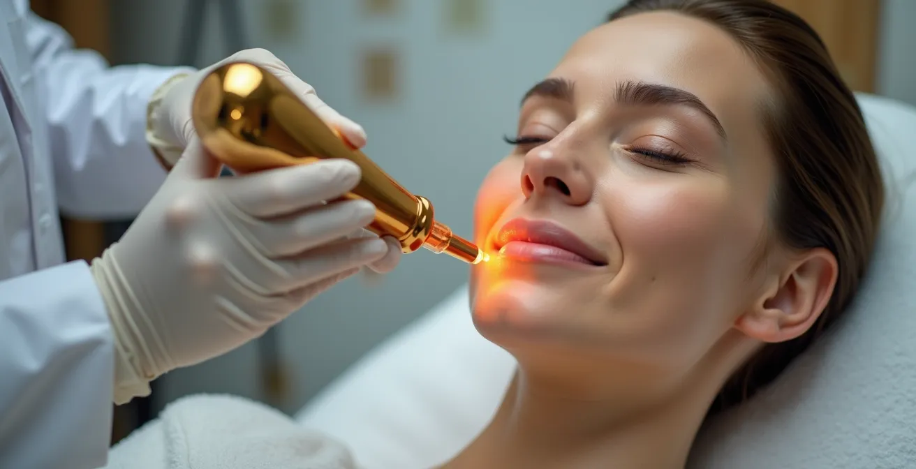 Radiofrequenz-Microneedling Behandlung in deutscher Arztpraxis mit sichtbarer Wärmeabgabe