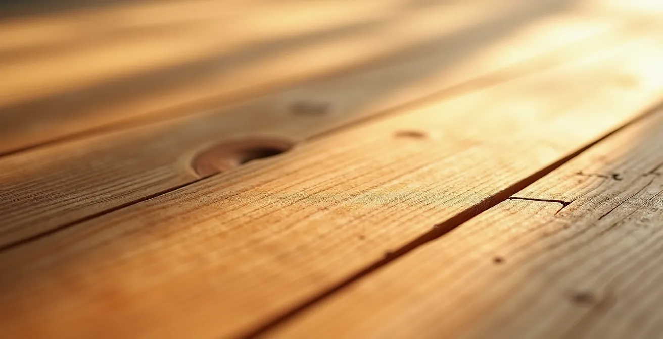 Die perfekte Schlafumgebung für maximale Erholung, symbolisiert durch die beruhigende Makroaufnahme von Zirbenholz.