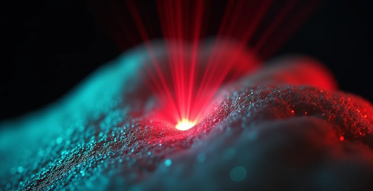 Makroaufnahme der Laserbehandlung bei Pigmentflecken mit sichtbarer Lichtwirkung